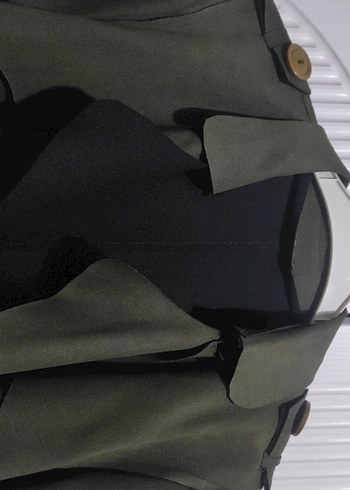 Kadın Haki Uzun Süet Trençkot - Görsel 2