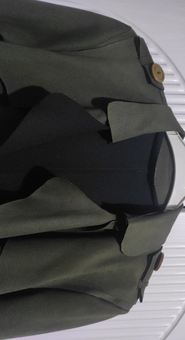 Kadın Haki Uzun Süet Trençkot - Görsel 2