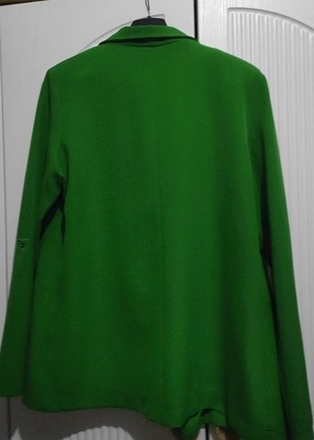 Uzun Yeşil Kadın Blazer Ceket - Görsel 3