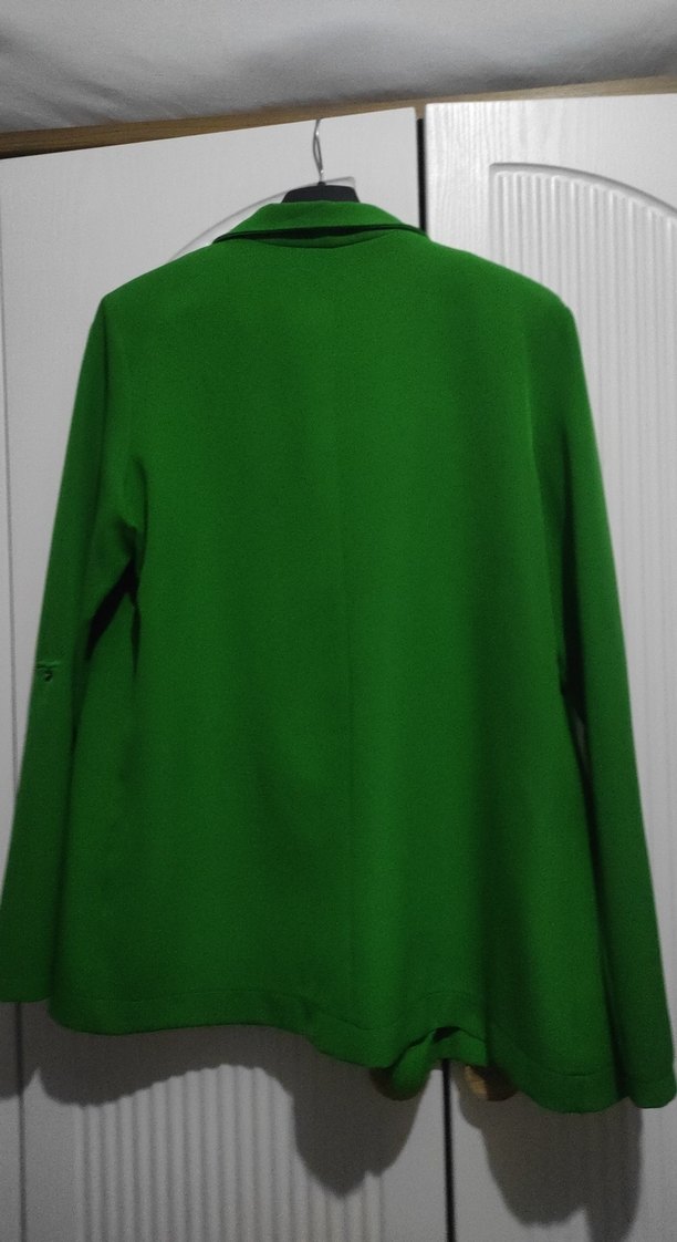 Uzun Yeşil Kadın Blazer Ceket - Görsel 3