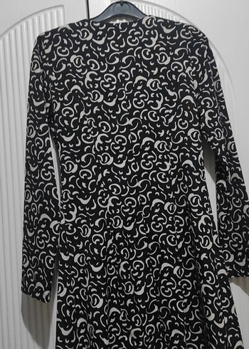 Düğmeli Siyah Gri Desenli Kadın Uzun ceket - Görsel 3