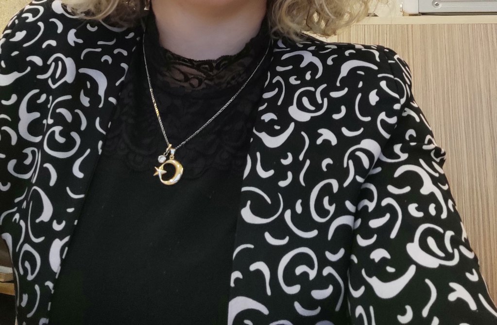 Düğmeli Siyah Gri Desenli Kadın Uzun ceket - Görsel 4