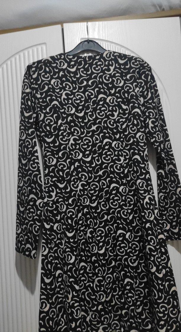 Düğmeli Siyah Gri Desenli Kadın Uzun ceket - Görsel 3