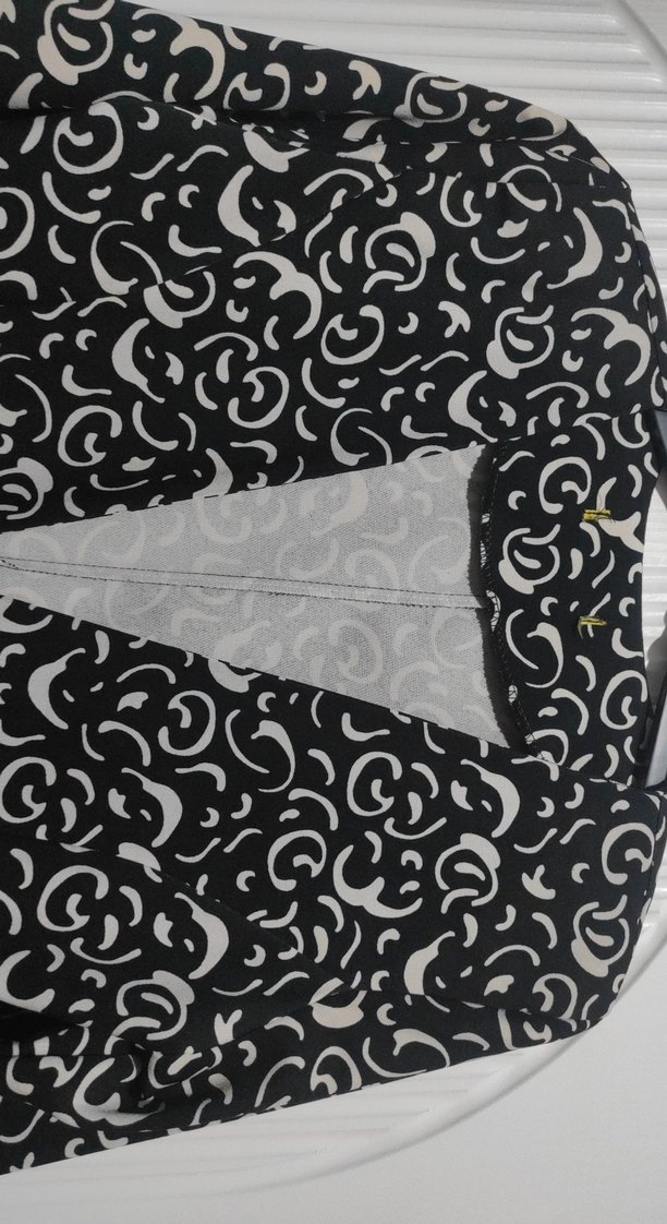 Düğmeli Siyah Gri Desenli Kadın Uzun ceket - Görsel 2