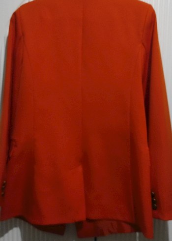 Turuncu Kadın Düğmeli Midi Blazer Ceket - Görsel 4