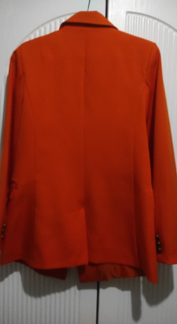 Turuncu Kadın Düğmeli Midi Blazer Ceket - Görsel 4