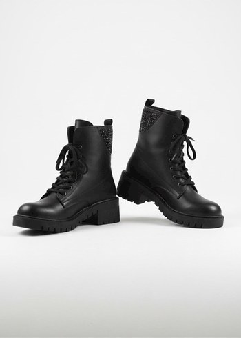 Siyah Nakışlı Deri Gotik Yüksek Topuklu Bot - Görsel 6