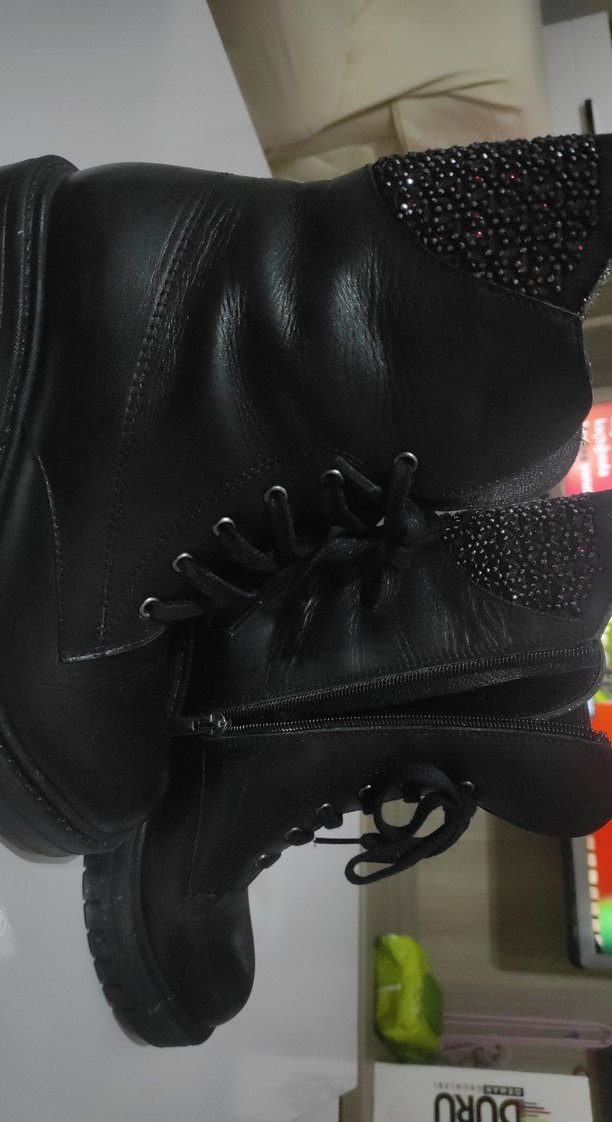 Siyah Nakışlı Deri Gotik Yüksek Topuklu Bot - Görsel 2