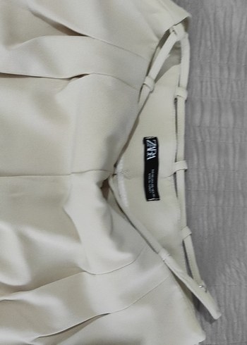 Bej Pilili Kadın Kumaş Pantolon Zara - Görsel 5