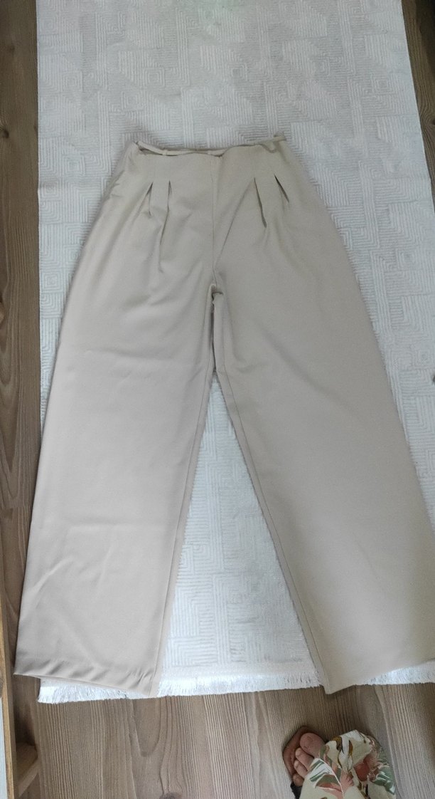 Bej Pilili Kadın Kumaş Pantolon Zara - Görsel 3