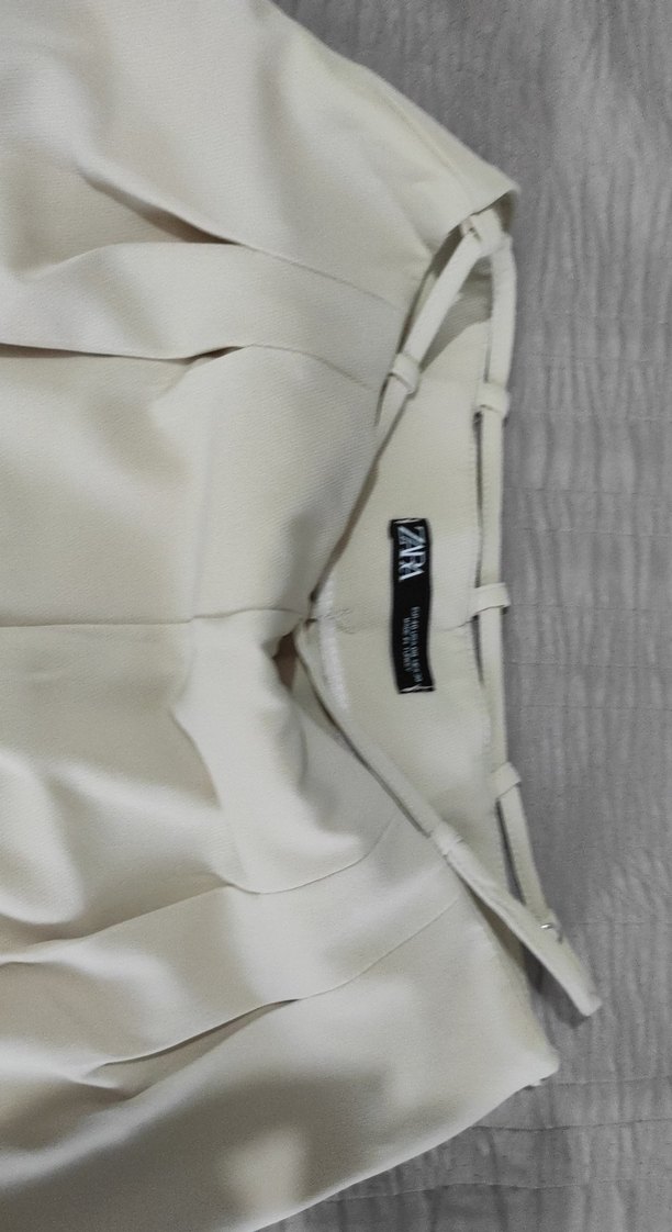 Bej Pilili Kadın Kumaş Pantolon Zara - Görsel 5