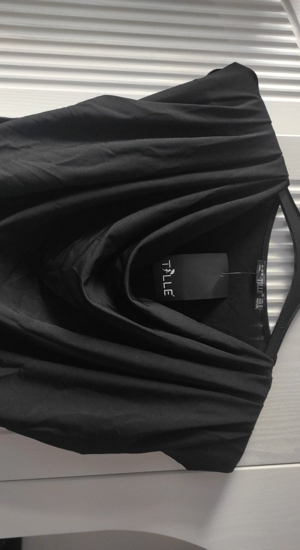 Siyah Drapeli V Yakalı Kadın Bluz - Görsel 3