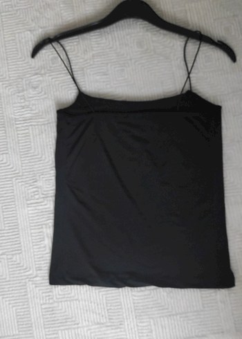 Siyah İpek Görünümlü İnce Askılı Kadın Atlet - Görsel 5