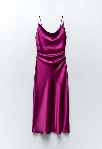 Zara Saten Midi Elbise ????