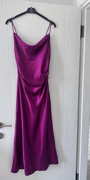 Zara Zara Saten Midi Elbise ????