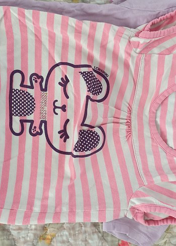 Renkli Kız Çocuk Kısa Kollu Pamuk Tişört - Görsel 3