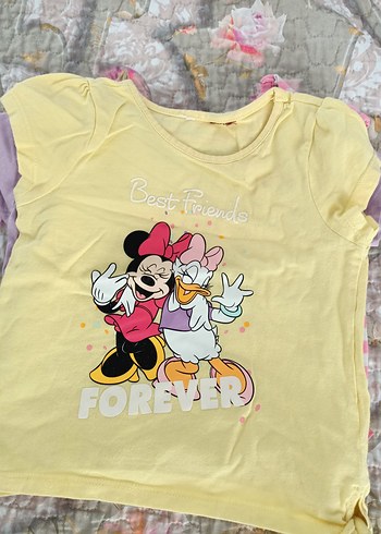 Renkli Kız Çocuk Kısa Kollu Pamuk Tişört - Görsel 2