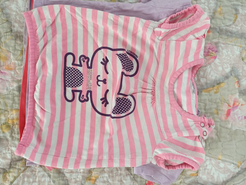 Renkli Kız Çocuk Kısa Kollu Pamuk Tişört - Görsel 3