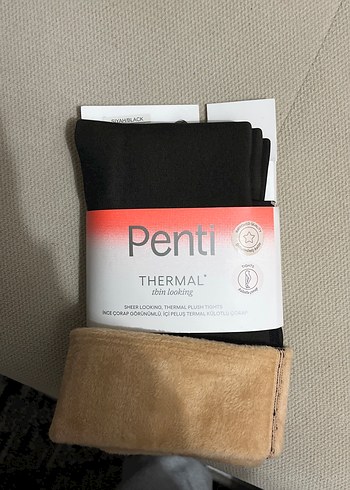 Penti kahverengi Süet termal Kadın Tayt - Görsel 2