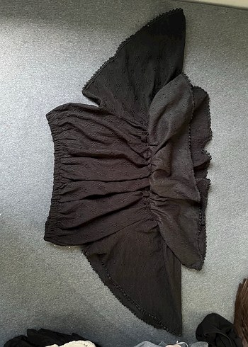 Nakışlı Siyah Volanlı Crop - Görsel 2