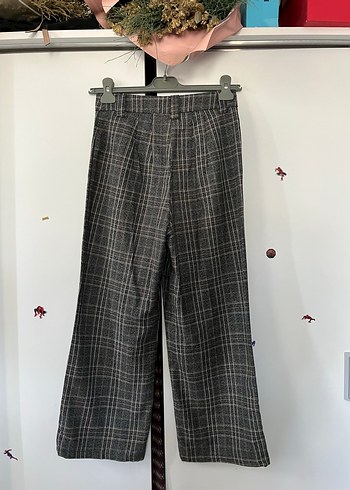 Gri Ekoseli Kemerli Kumaş Kadın Pantolon - Görsel 2