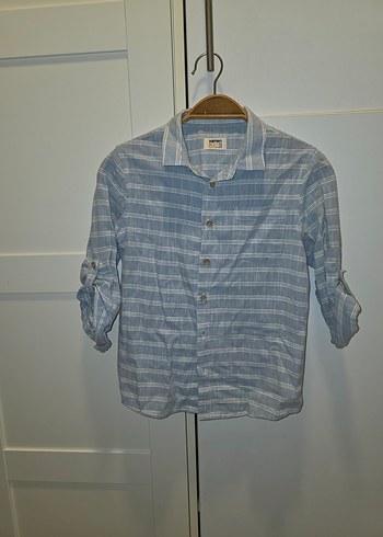 Gri  pamukluKoton Kids Erkek Gömlek 9 10 yaş - Görsel 2