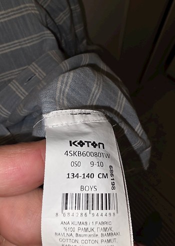 Gri  pamukluKoton Kids Erkek Gömlek 9 10 yaş - Görsel 3