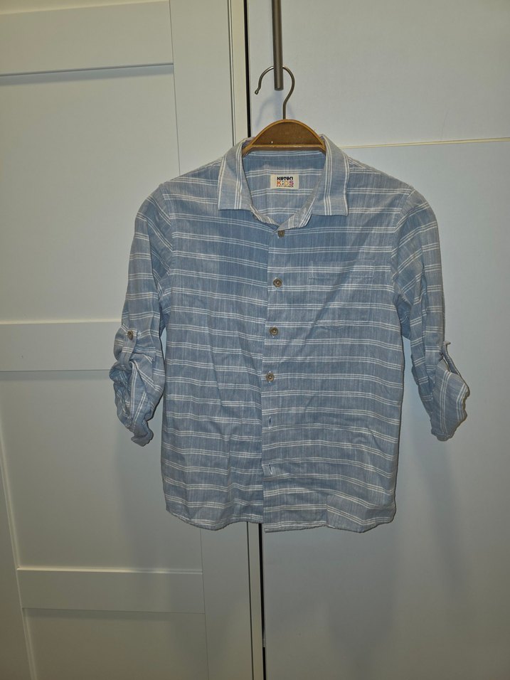 Gri  pamukluKoton Kids Erkek Gömlek 9 10 yaş - Görsel 2