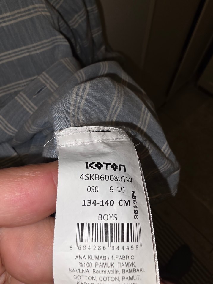 Gri  pamukluKoton Kids Erkek Gömlek 9 10 yaş - Görsel 3