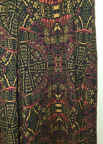 Bohem Çok Renkli Uzun Salaş yırtmaçlı pantolon - Görsel 3