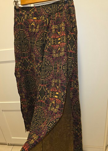 Bohem Çok Renkli Uzun Salaş yırtmaçlı pantolon - Görsel 2