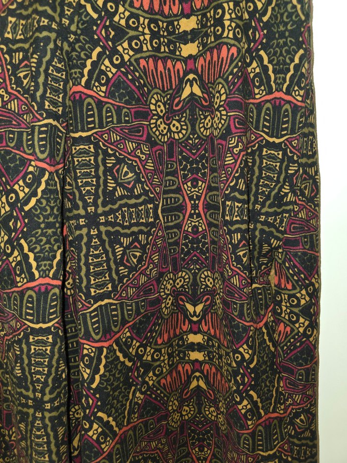 Bohem Çok Renkli Uzun Salaş yırtmaçlı pantolon - Görsel 3