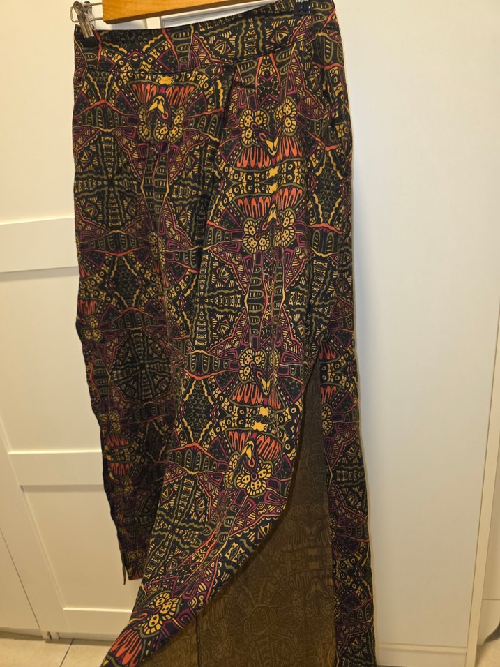 Bohem Çok Renkli Uzun Salaş yırtmaçlı pantolon - Görsel 2