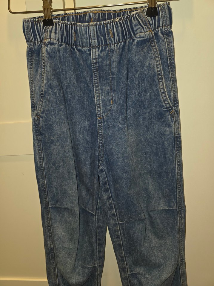 erkek çocuk Mavi Denim Bol Kesim Kemerli Pantolon - Görsel 2