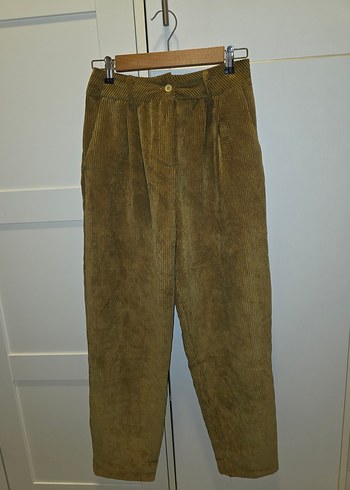 Kadın Kahverengi Süet Pilili Rahat Pantolon - Görsel 2