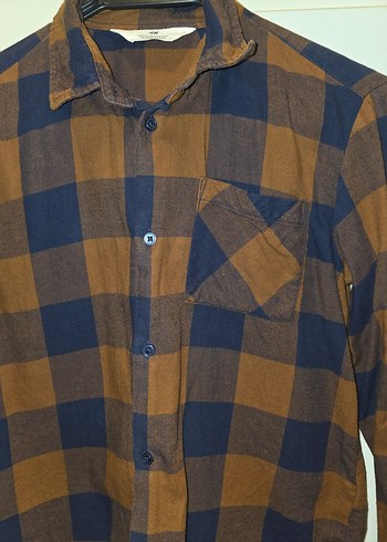 Erkek Çocuk Kahverengi Kareli Uzun Kollu pamuk Gömlek - Görsel 2