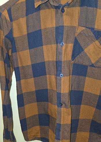 Erkek Çocuk Kahverengi Kareli Uzun Kollu pamuk Gömlek - Görsel 5