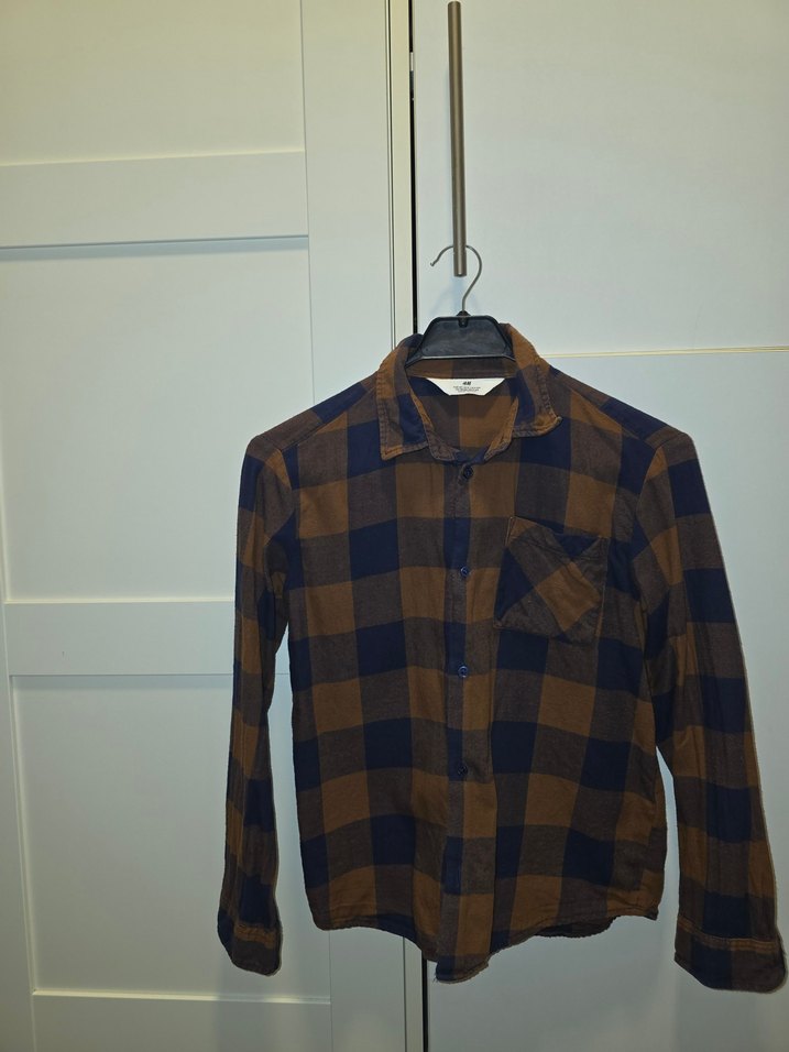 Erkek Çocuk Kahverengi Kareli Uzun Kollu pamuk Gömlek - Görsel 3