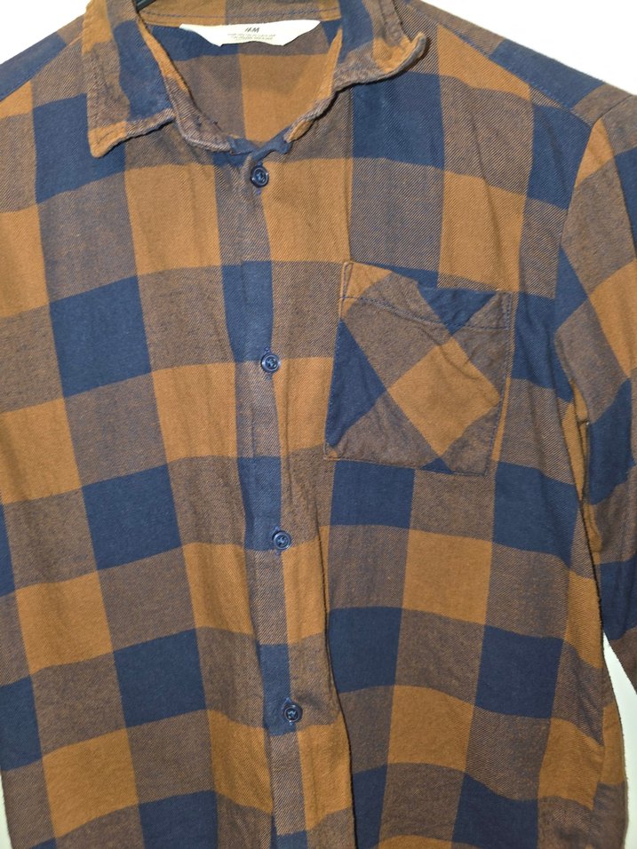 Erkek Çocuk Kahverengi Kareli Uzun Kollu pamuk Gömlek - Görsel 4