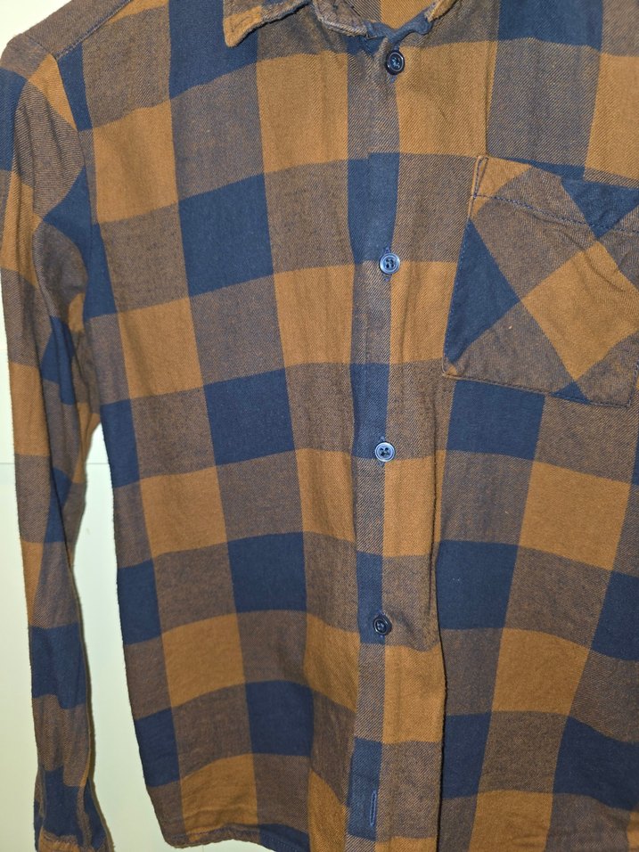 Erkek Çocuk Kahverengi Kareli Uzun Kollu pamuk Gömlek - Görsel 5