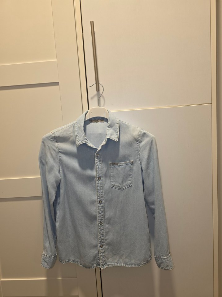 Düğmeli Açık Mavi Denim çocuk Gömlek - Görsel 2