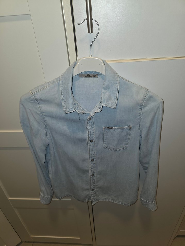 Düğmeli Açık Mavi Denim çocuk Gömlek - Görsel 3