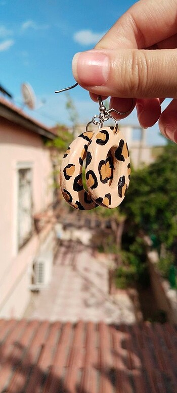  Beden Leopar desenli küpe