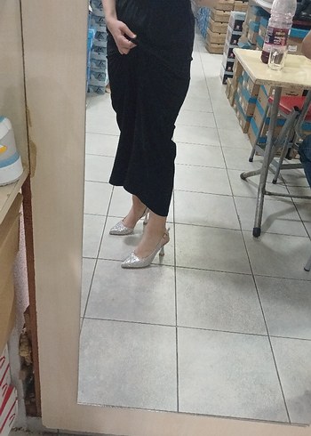 Diger Gri Yılan Desenli Tokalı Stiletto - Görsel 2