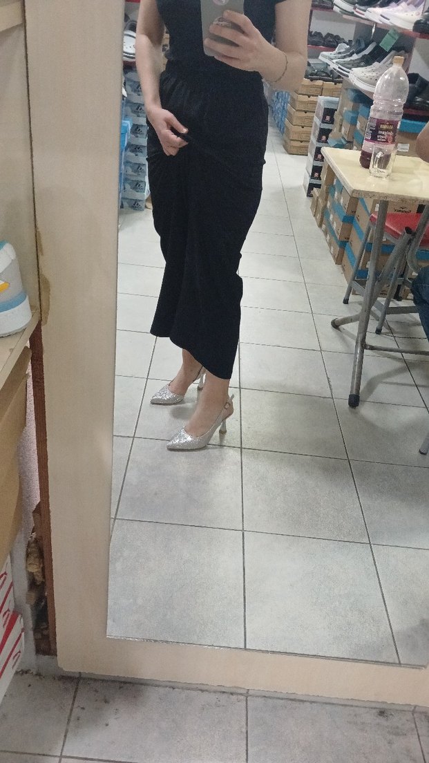 Diger Gri Yılan Desenli Tokalı Stiletto - Görsel 2