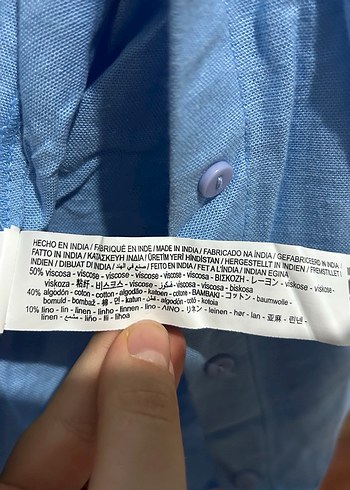 Stradivarius pamuk/keten karışımlı mavi gömlek - Görsel 7