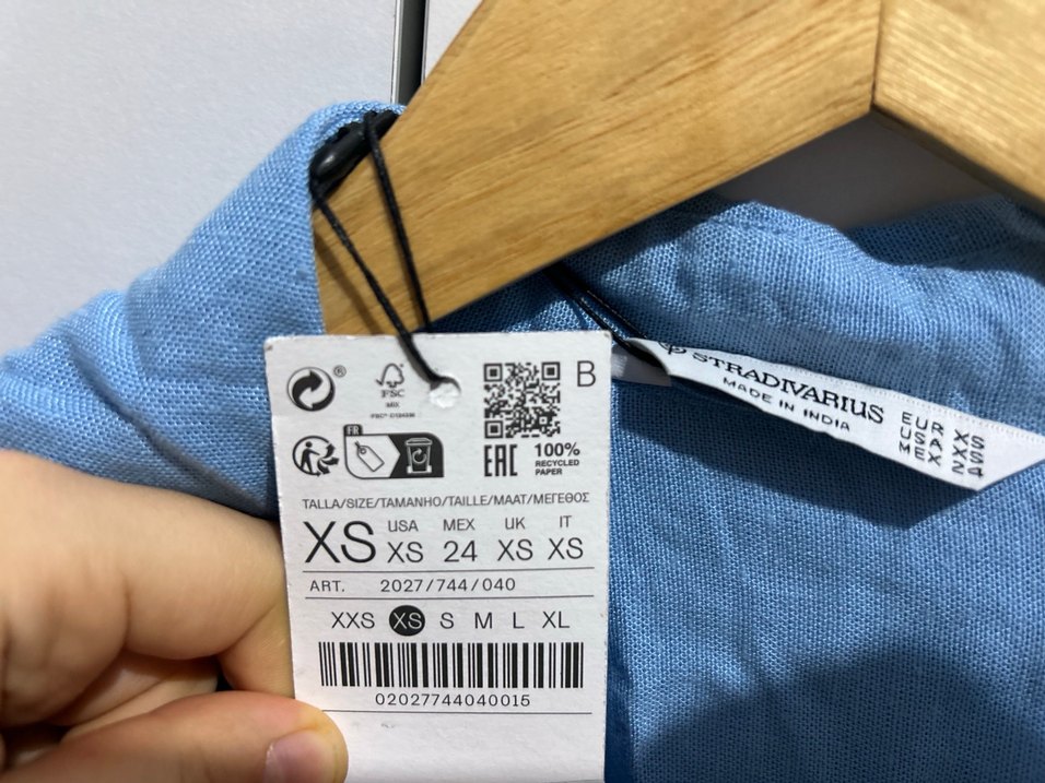 Stradivarius pamuk/keten karışımlı mavi gömlek - Görsel 5