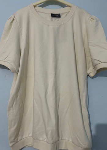 Krem rengi %85 pamuklu m beden tişört - Görsel 3
