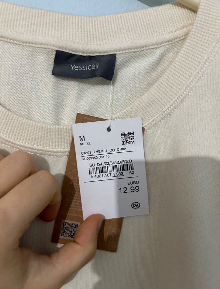 Krem rengi %85 pamuklu m beden tişört - Görsel 5