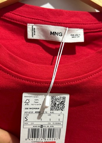 Mango %100 pamuklu kırmızı renk kısa kollu tişört - Görsel 3